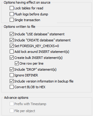 sqlyog backup options