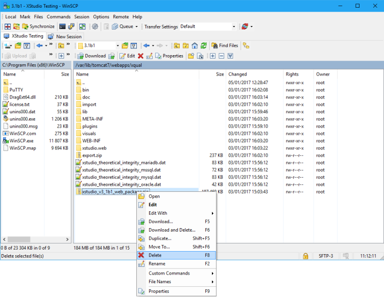 update server winscp