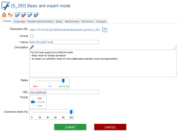 Specification Edit Custom Field