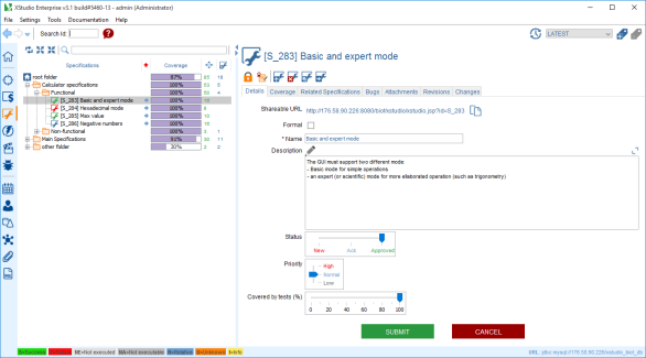 Specification  Set Coverage By test