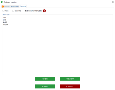 Test Case Creation Param CSV