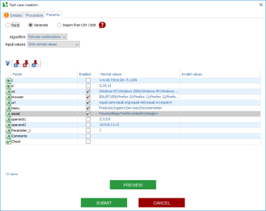 Test Case Creation ParamGenerate