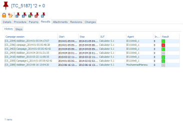 Test cases Results History