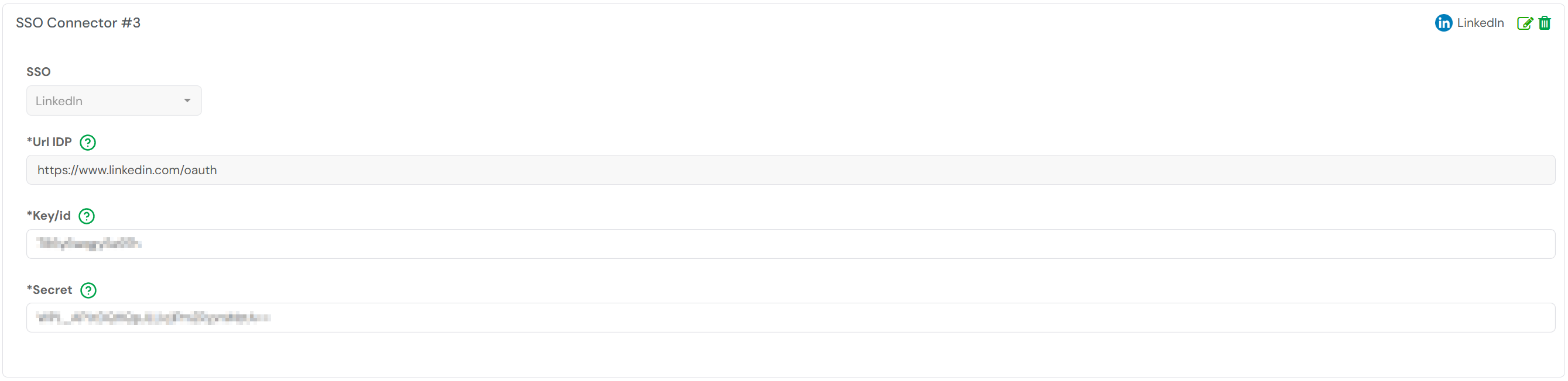 XQual SSO connector configured for LinkedIn